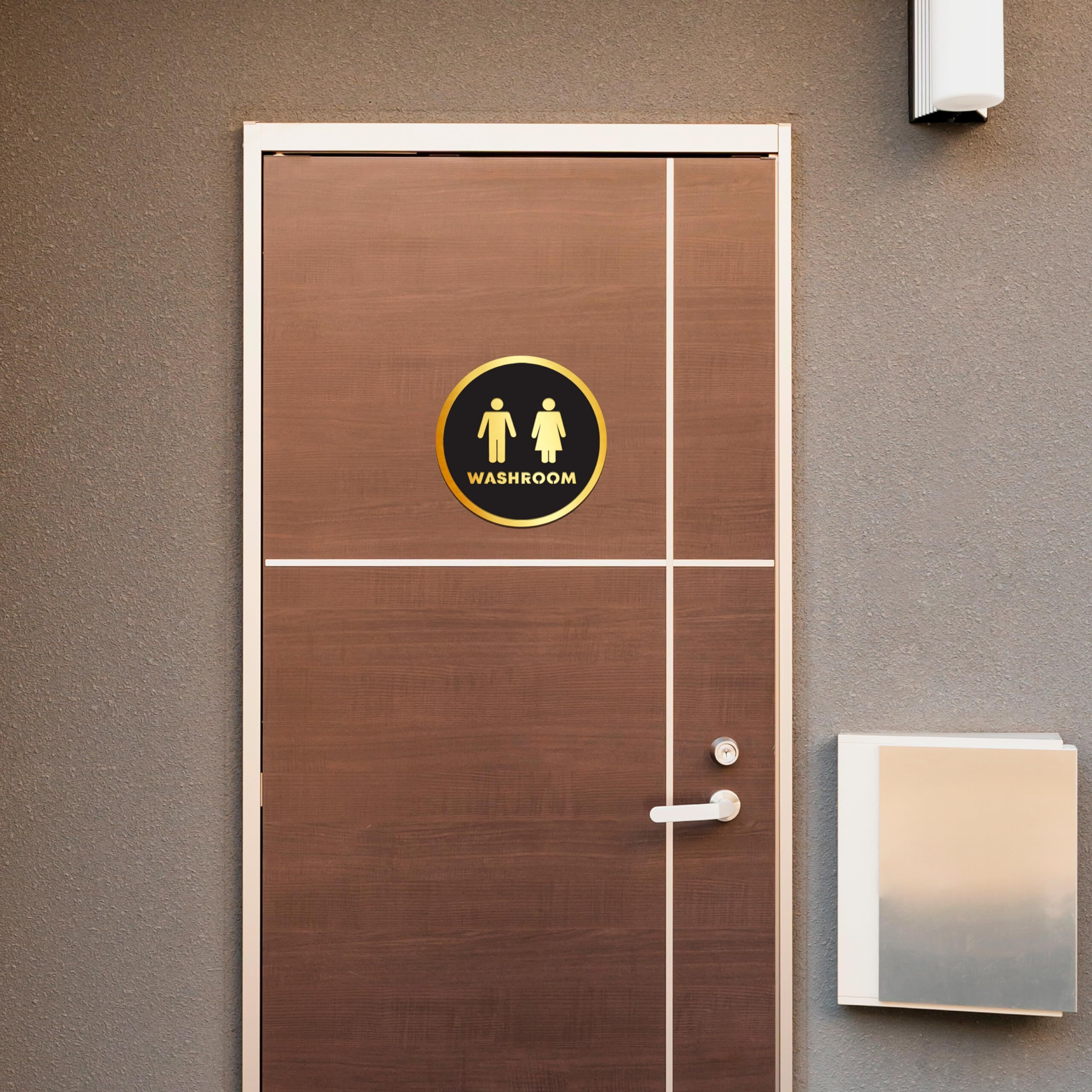 Goelite Acrylic Washroom Sign Board For Stores, Caf, Hotel, Restaurant, Business, Shop Self-Adhesive And Waterproof Size  6 Inch Set of 1 Sign Board (washroom)
