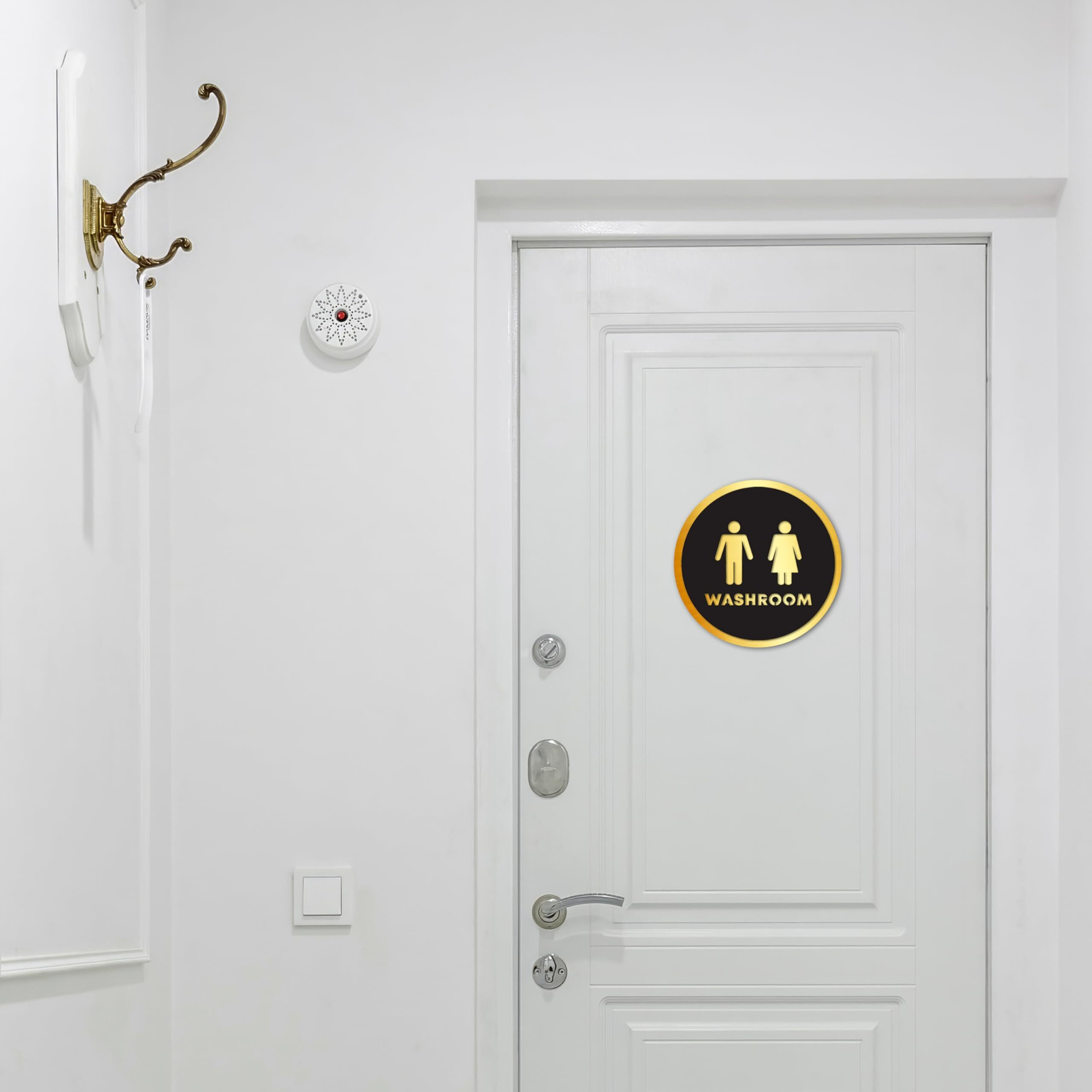 Goelite Acrylic Washroom Sign Board For Stores, Caf, Hotel, Restaurant, Business, Shop Self-Adhesive And Waterproof Size  6 Inch Set of 1 Sign Board (washroom)