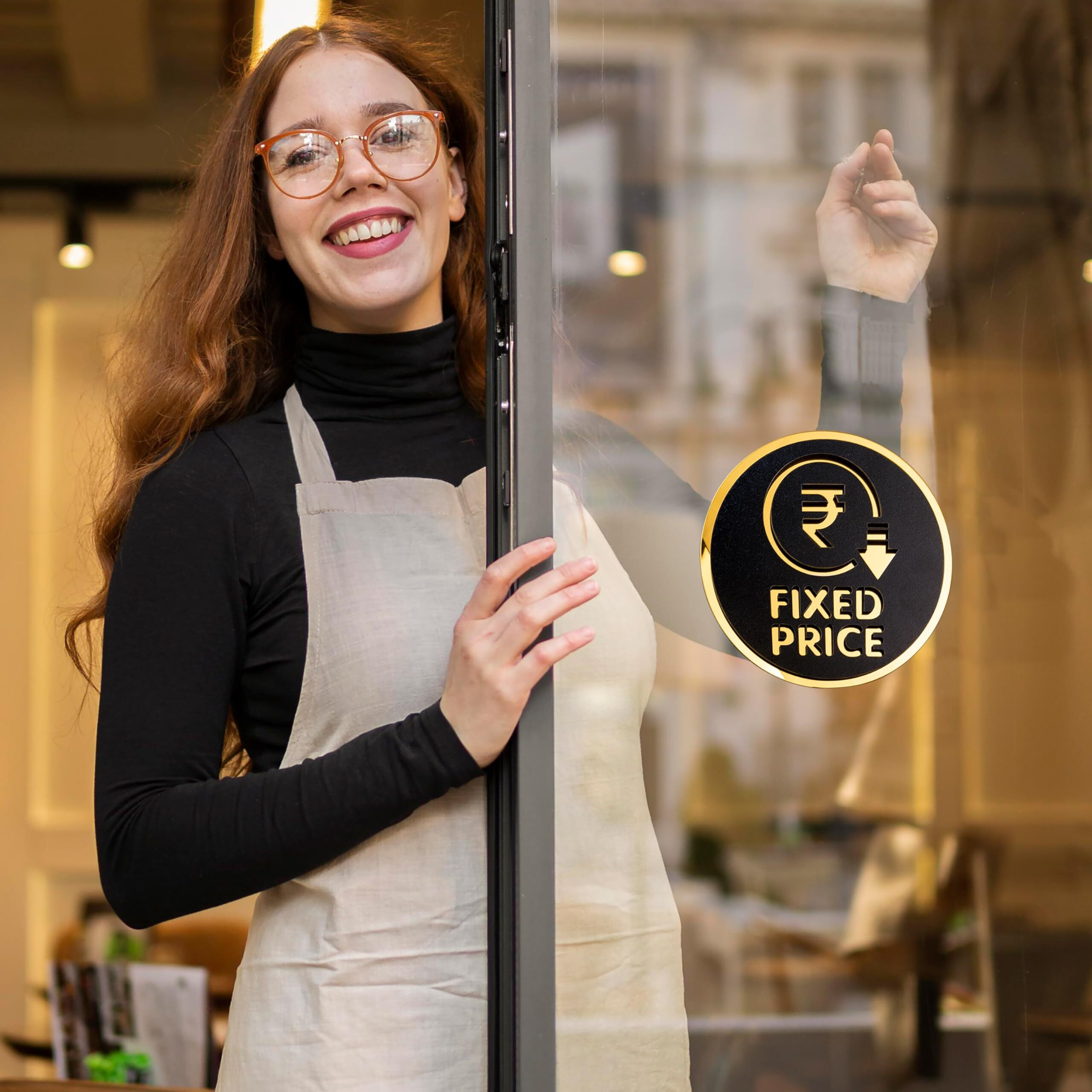 Goelite Acrylic Fixed Price Sign Board For Stores, Caf, Hotel, Restaurant, Business, Shop Self-Adhesive And Waterproof Size  6 Inch Set of 1 Sign Board (fixed price)