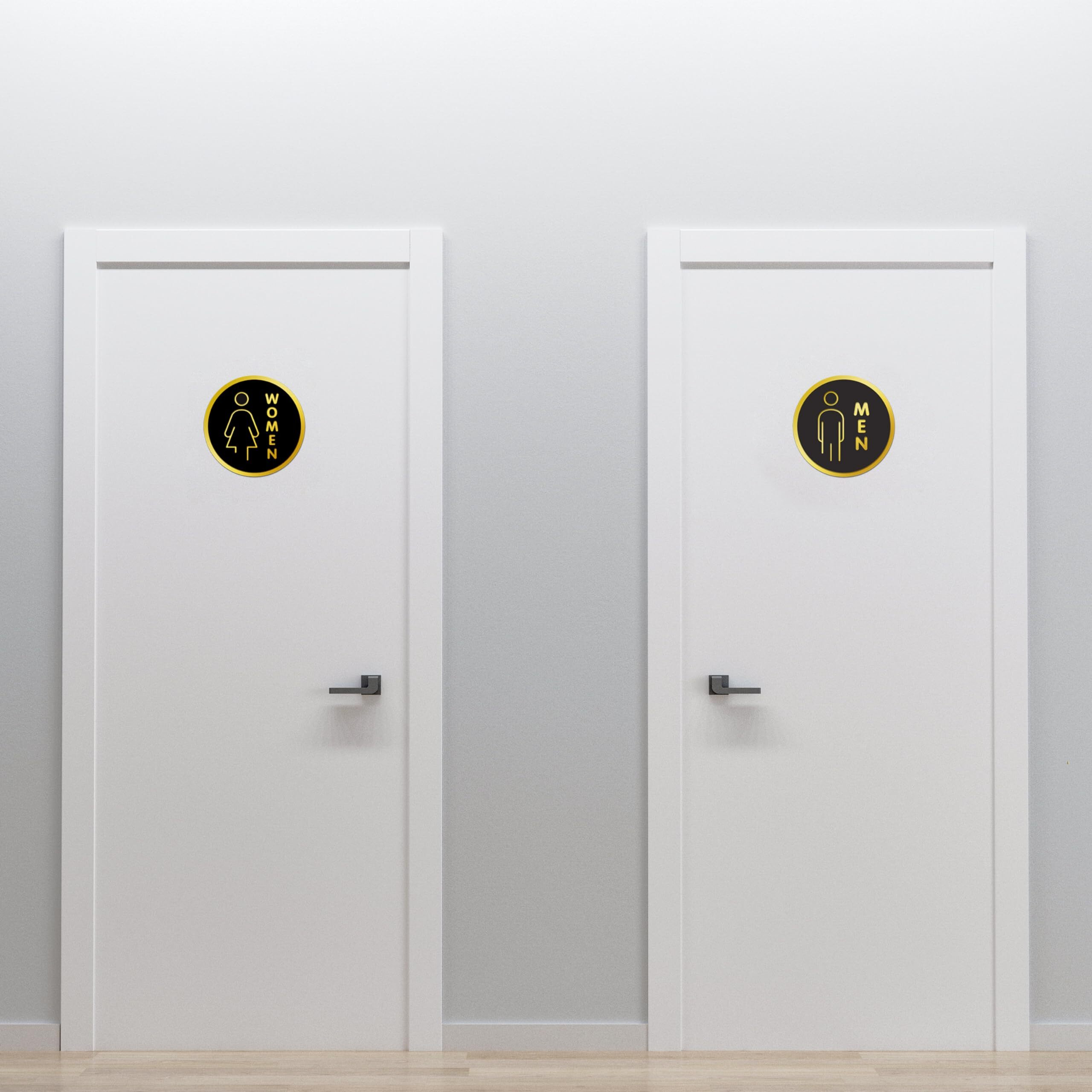 Goelite Acrylic Men Women Sign Board For Stores, Caf, Hotel, Restaurant, Business, Shop Self-Adhesive And Waterproof Size  6 Inch Set of 2 Sign Board (men women)