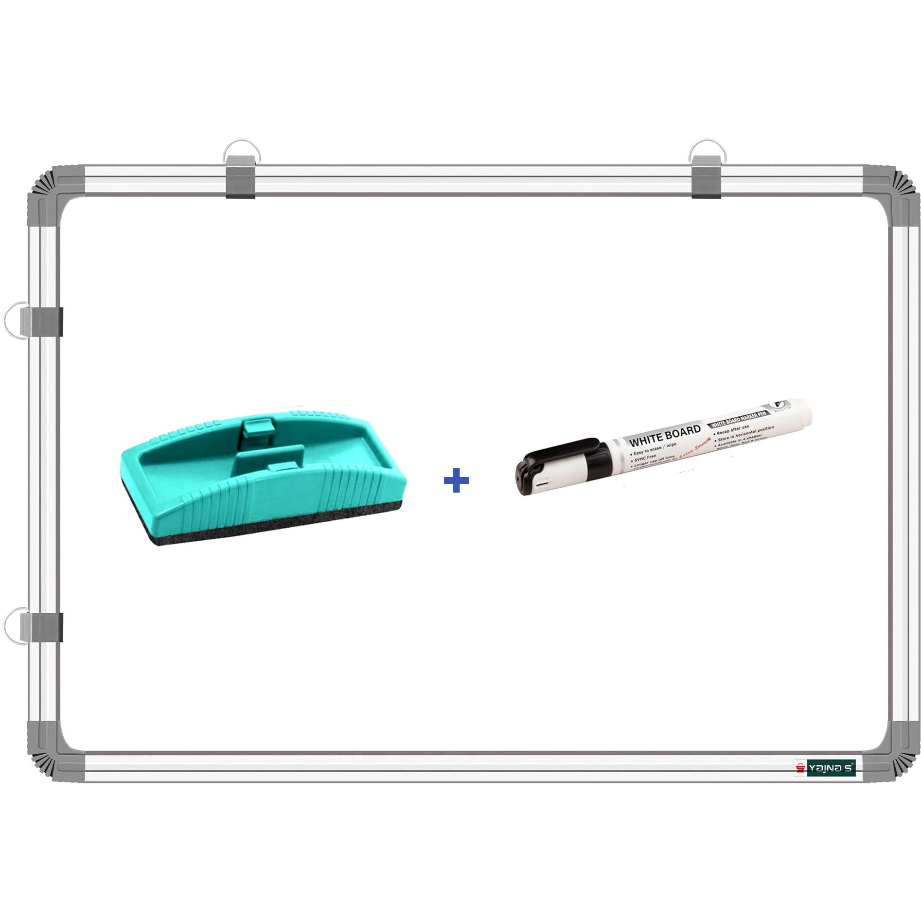 YAJNAS Non-Magnetic 2x4 feet Double Sided Whiteboard & Chalkboard Both Side Writing Board with 1 Marker and 1 Duster - Set of 3 Items