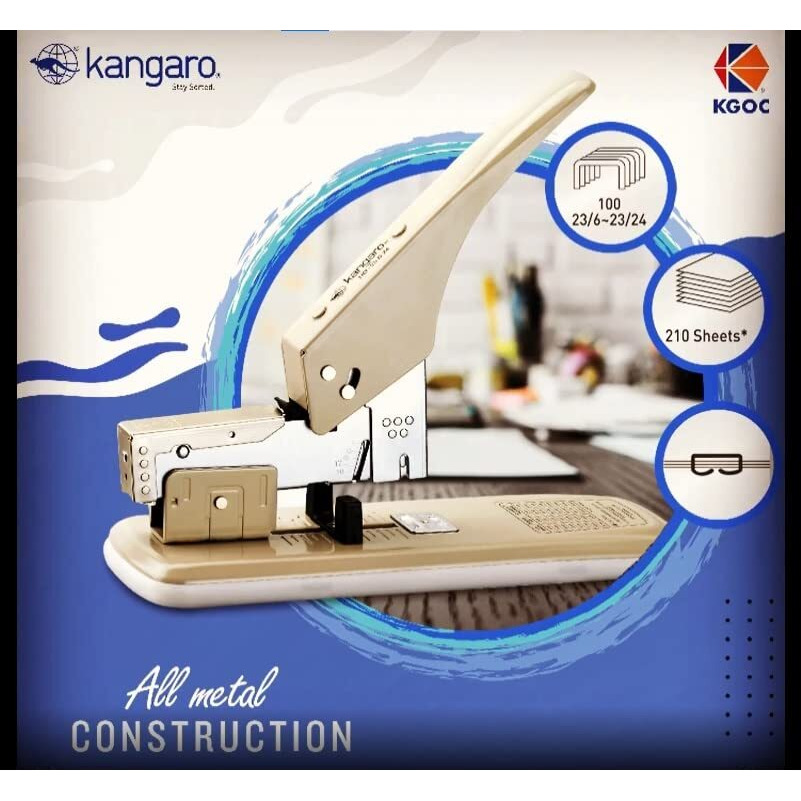 Kangaro Desk Essentials HD-23S24 All Metal Stapler| Sturdy & Durable | Suitable for 210 Sheets | Perfect for Home, School & Office | Pack of 1 | Color May Vary