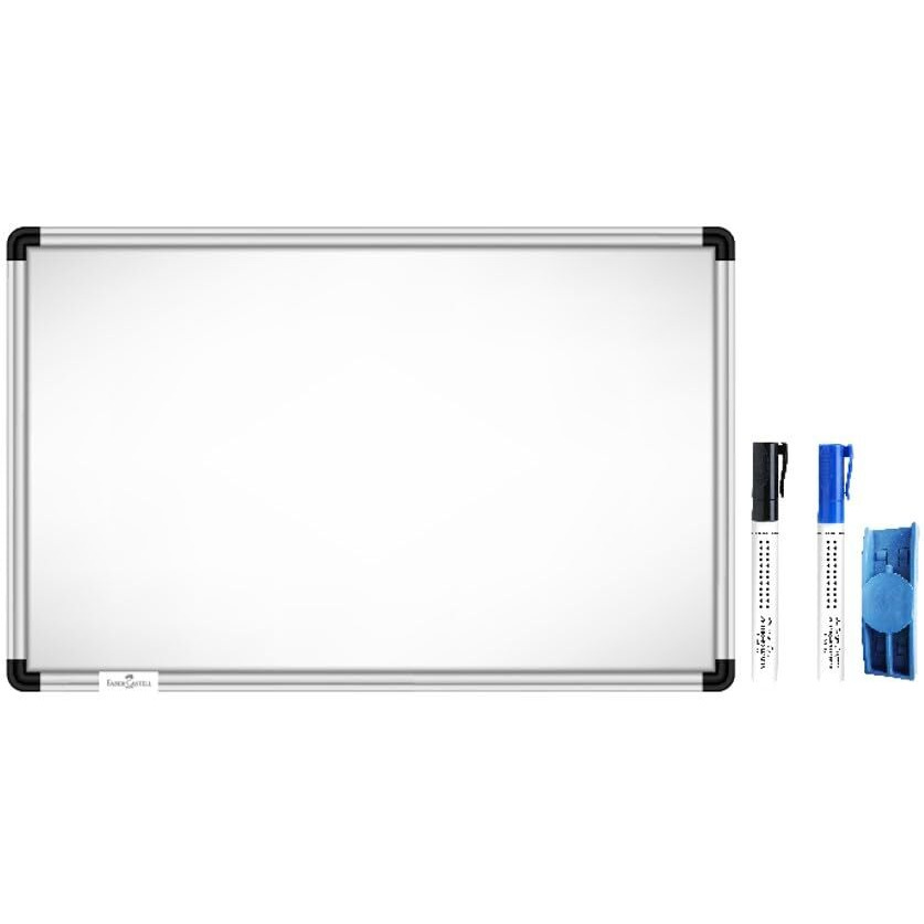 Faber-Castell (Non-Magnetic) White Board for Kids, Home & Students with Robust Aluminium Frame | Dry Erase White Marker Board for Writing | 2X3 Feet (Pack of 1)