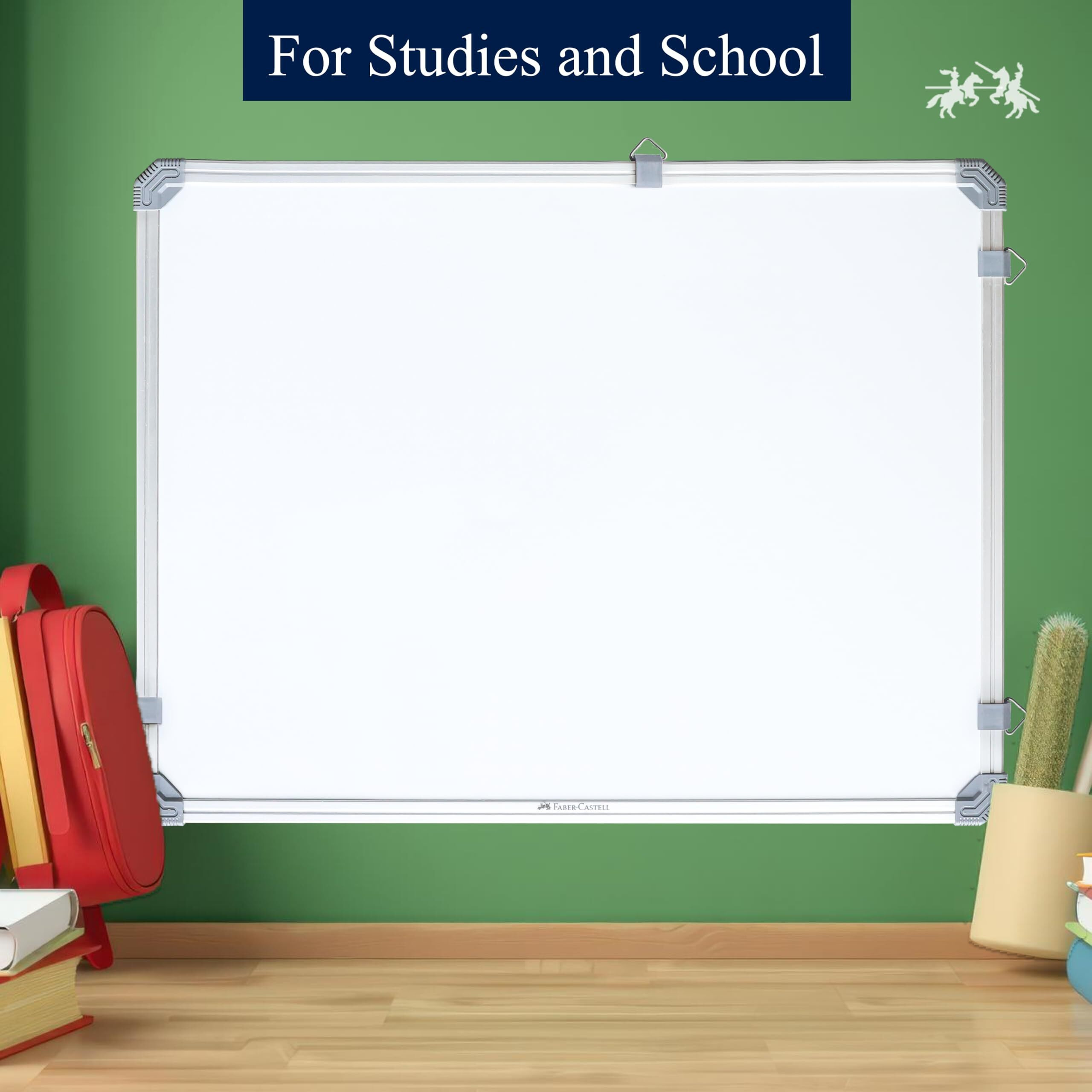 Faber-Castell (Non-Magnetic) White Board for Kids, Home & Students with Robust Aluminium Frame | Dry Erase White Marker Board for Writing | 2X3 Feet (Pack of 1)
