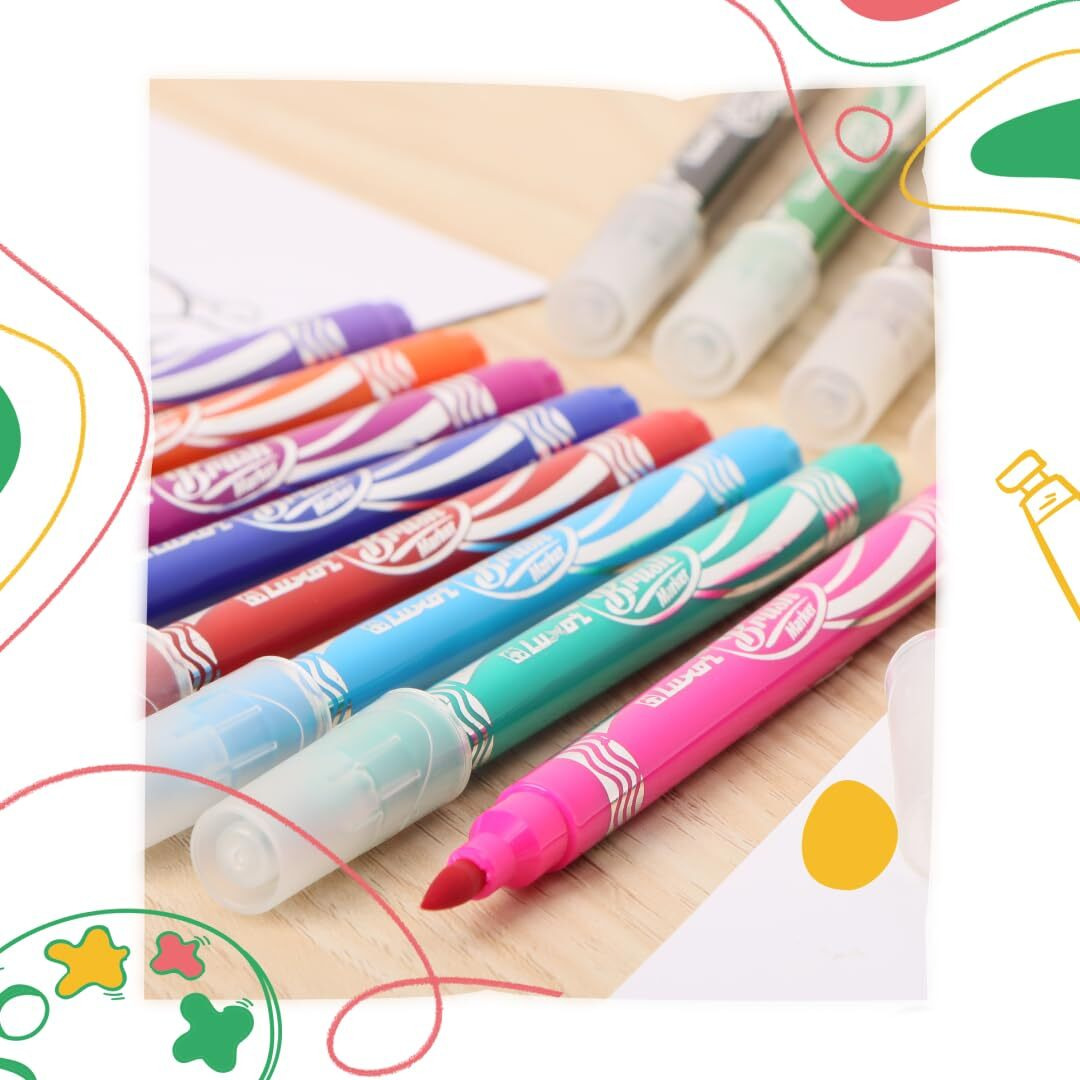 Luxor Color Brush Pen Set - Flexible Brush Tip, Perfect for Calligraphy, Drawing & Coloring (Pack of 12)
