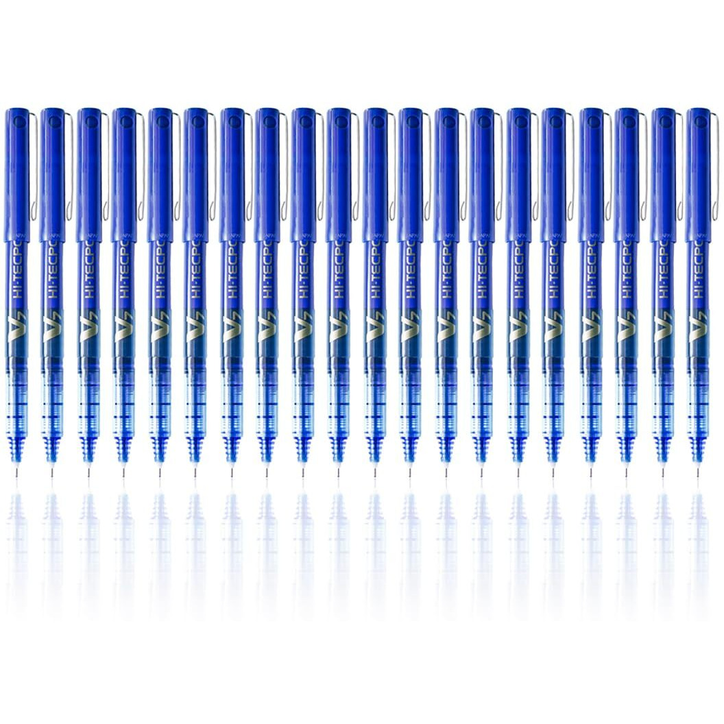 Pilot Hi-Tecpoint V7 0.7mm Fine Point Pure Liquid Ink Roller Ball Pen | Blue Ink, Pack Of 20