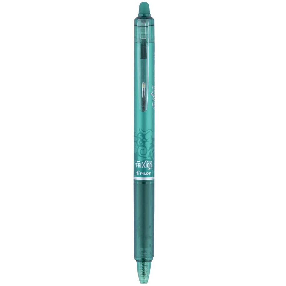 Pilot Frixion Clicker 0.7mm Fine Point Roller Ball Pen with Comfortable Dimpled Grip & Inbuild Eraser | Green Ink, 1 pcs