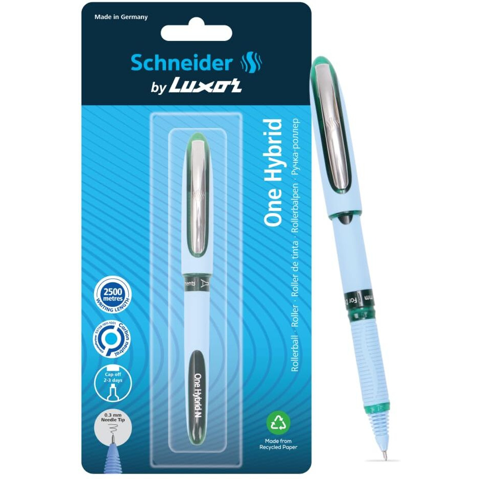 Luxor Schneider, One Hybrid Roller Ball Pen - Green, 0.5mm, 2500 mtrs writing length, Waterproof Ink, Consistent ink flow, Ideal for Professionals & Office essential