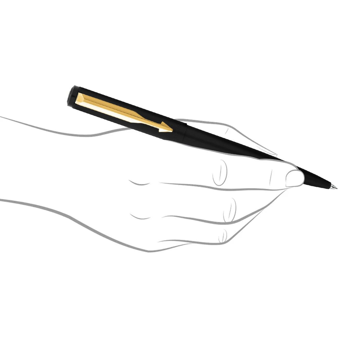 Parker Vector Matte Black Gold Trim Ball Pen | Ink Color - Blue | Gift For Employees | Leading Pen For Professionals