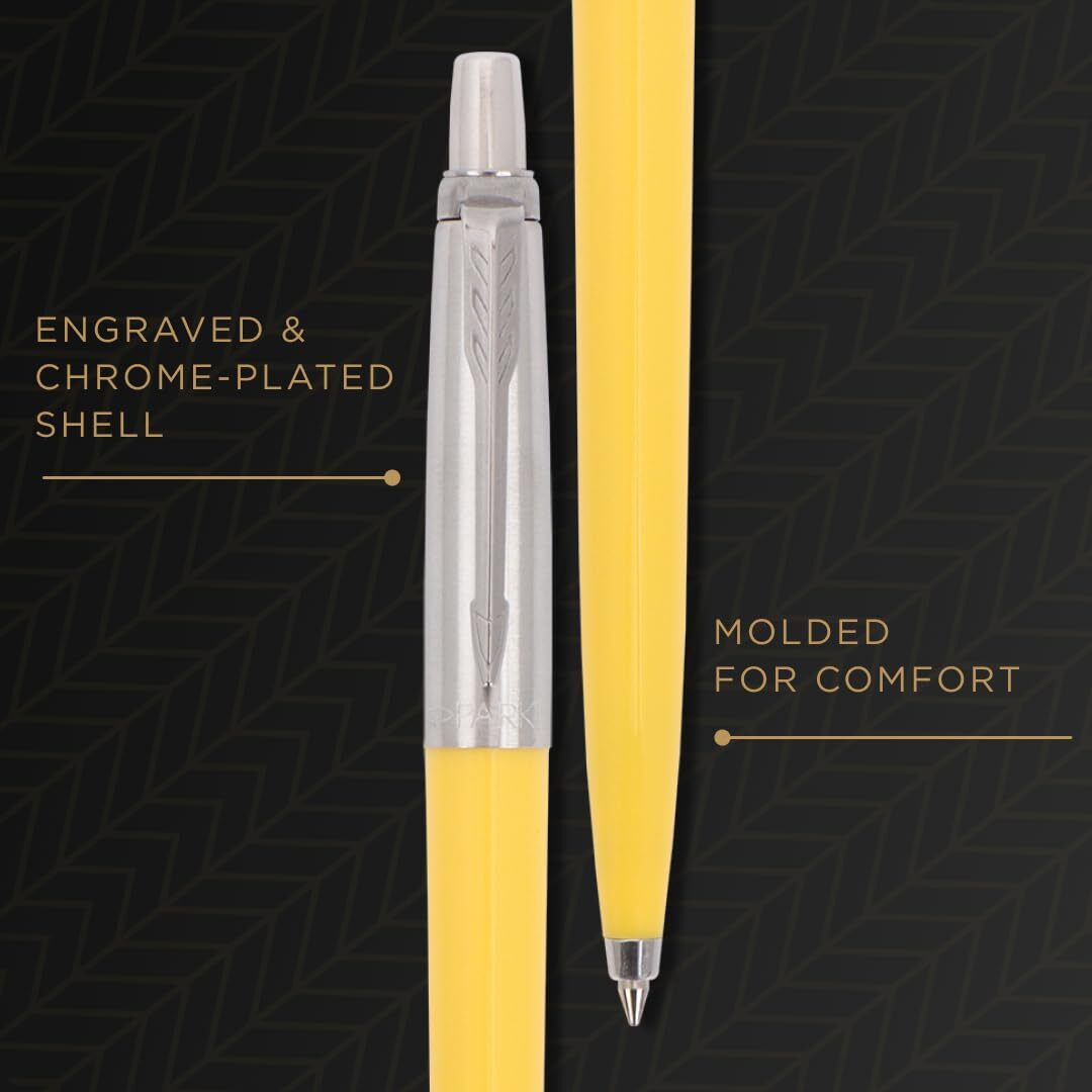 Parker Jotter Originals Chrome Trim Ball Pen| Yellow Body Color| Ink Color - Blue | Perfect For Professional Use | Elite Pen For Corporate Purposes