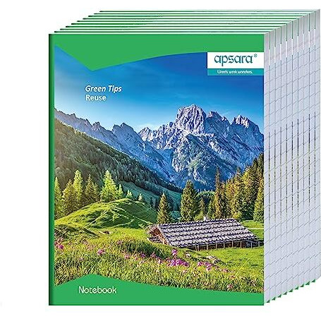 Apsara Small size Hardbound Notebook | 19 CM x15.5 CM Approx - Pages 172 | Four Lines With Gap Notebook | GSM 56 | Red and Blue Line Writing Books use for School |Covers May Differ | Pack of 10