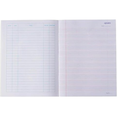 Apsara Small size Hardbound Notebook | 19 CM x15.5 CM Approx - Pages 172 | Four Lines With Gap Notebook | GSM 56 | Red and Blue Line Writing Books use for School |Covers May Differ | Pack of 10