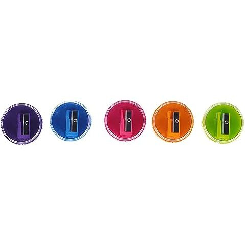 Apsara Tidy Top Sharpener | Round Shape | Mess-Free | Transparent Lid | Comfortable Grip for Easy Holding | Smooth Sharpening | Attractive Colours | Rust Free | Pack of 20 Sharpeners