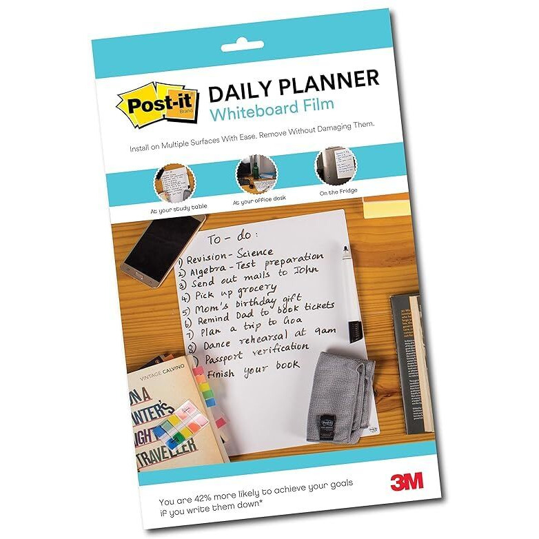 Post-it Daily Planner Dry Whiteboard Film - 7 x 11 Inches, 1 Pack (Multicolour)