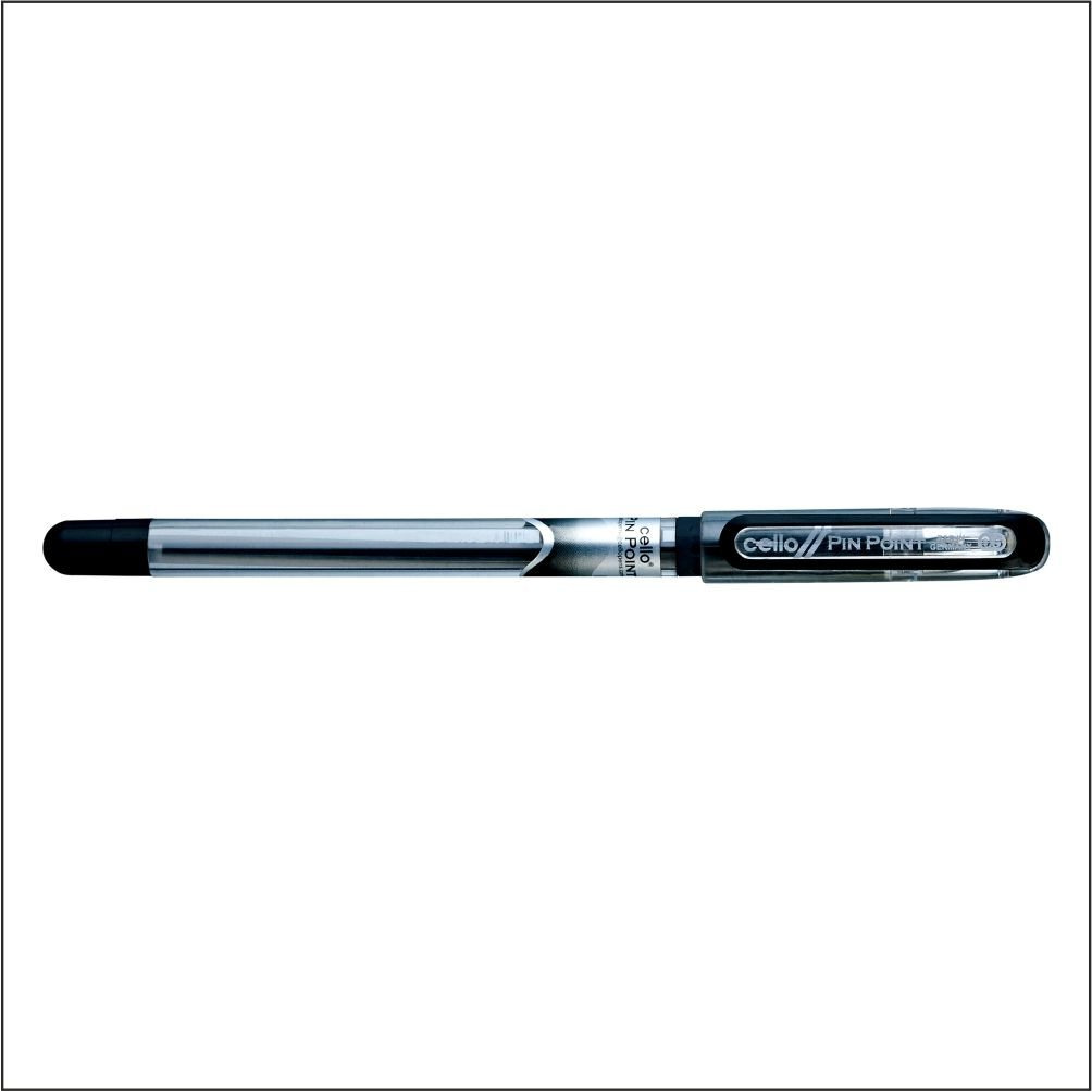 Cello Pinpoint Ball Pen|Pack Of 10|Lubriflow Ink System|Elasto Grip|Lightweight Ball Pen|Pen|Ball Pen|Best Pen For Exam|Black