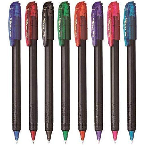 Pentel Energel 0.7 Mm Roller Gel Pen|Quick Dry Ink For Smudge-Free Writing|Lightweight Gel Pen For Smooth Writing Experience|Set Of 8 Shades (Bl417)|Multicolor