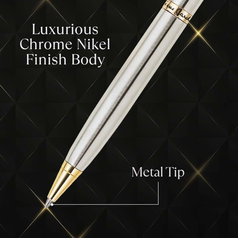 Pierre Cardin Golden Eye Chrome Nikel Premium Ball Pen with Twist Mechanism | Luxurious Gold Finish Clip | Ideal for Festive & Corporate Gifting