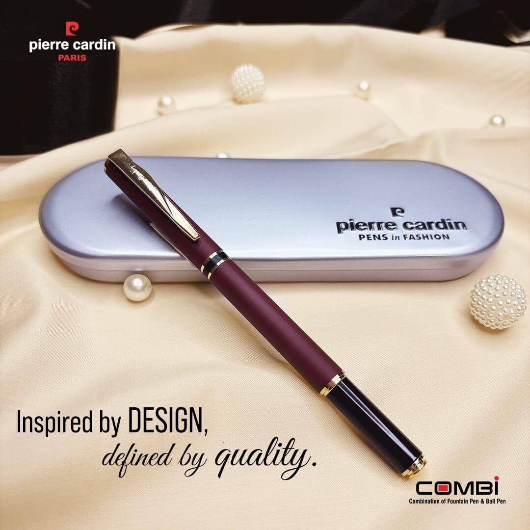 Pierre Cardin Premium Combi Pen | Combination of Ball Pen & Fountain Pen | Luxurious Fine Writing Ball Pen, Flawless & Smooth Fountain Pen | 2 x Mini Jumbo Refill & 4 x Cartridges Included | Pack Of 1