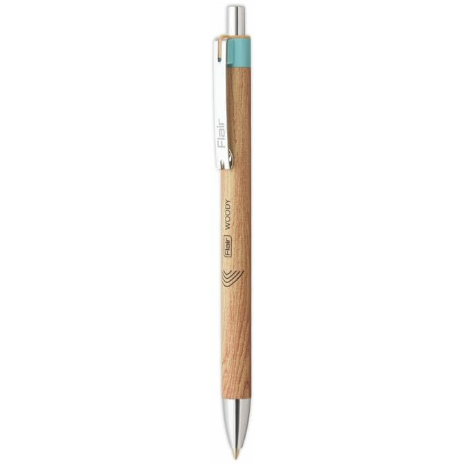 Flair Woody Cliq 0.7mm Retractable Ball Pen | Elegant Pockatable Clip with Attractive Wooden Texture Body | Lightweight and Long-Lasting Ball Pen | Blue Ink, Pack of 5
