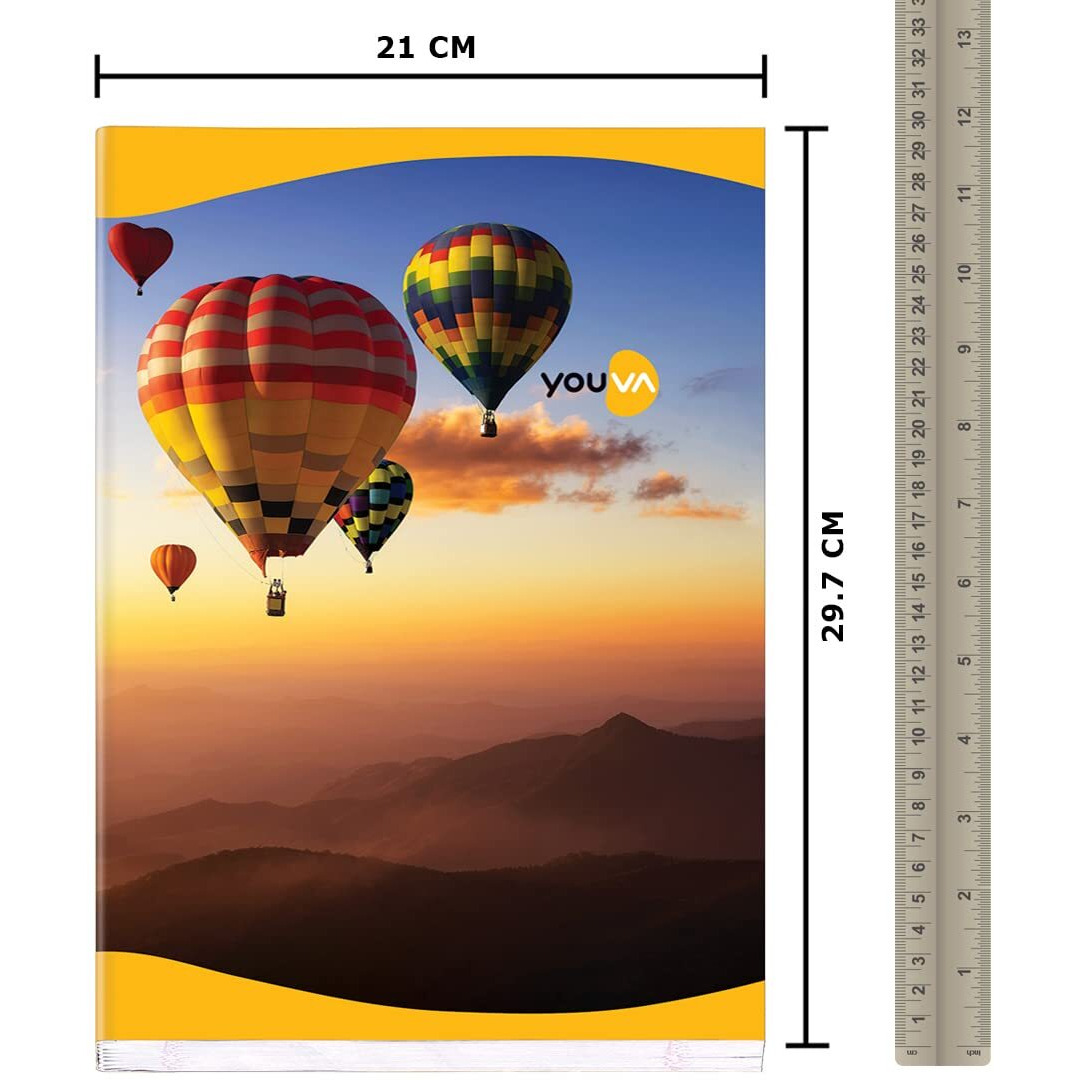 Navneet Youva YOUVA Long Book | Soft Bound/Soft Cover Notebook For Students | A4 Size - 21 Cm X 29.7 Cm| Single Line| 276 Pages | Pack Of 6
