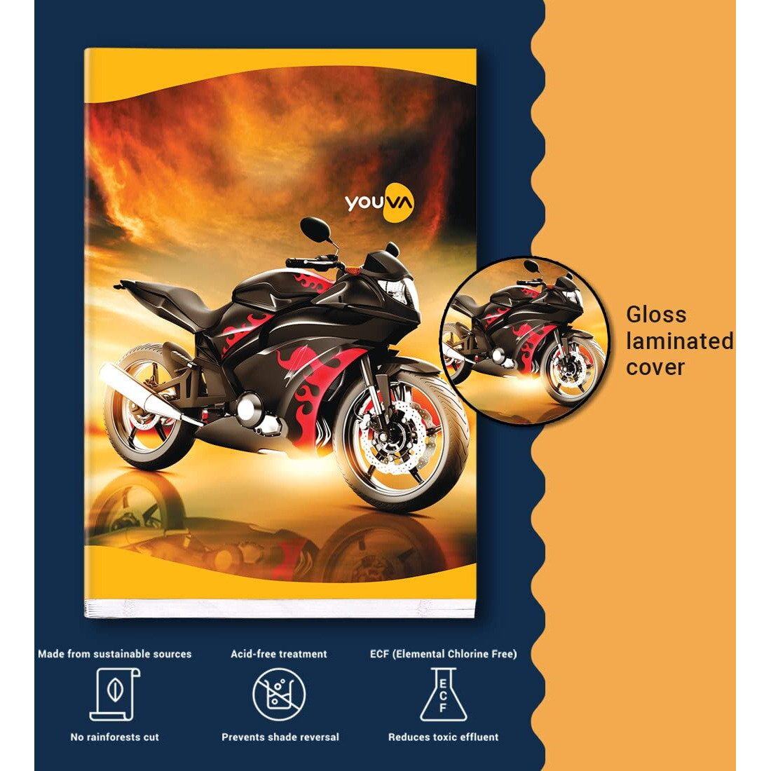 Navneet Youva YOUVA Long Book | Soft Bound/Soft Cover Notebook For Students | A4 Size - 21 Cm X 29.7 Cm| Single Line| 276 Pages | Pack Of 6