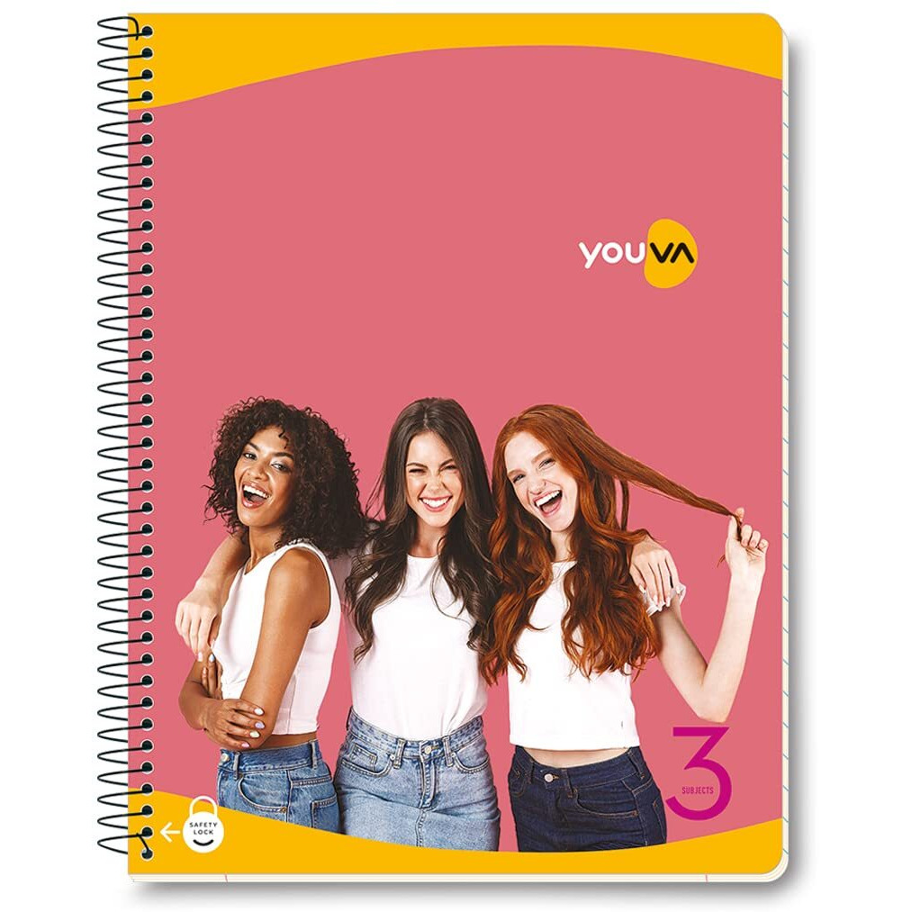 Navneet Youva | 3 Subject Book for Students and Executives | Spiral Bound with safety Lock | Regular Size 20.3 cm x 26.7 cm | Single Line | 150 Pages | Pack of 2