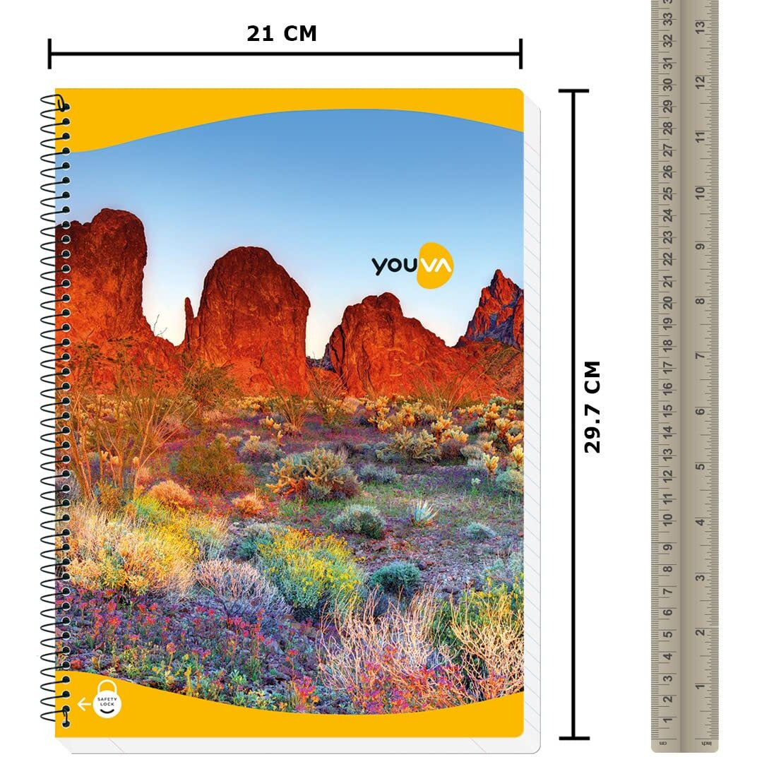 Navneet Youva YOUVA Spiral Book | Spiral Long Book For College Studnets | A4 Size 21 Cm X 29.7 Cm | Single Line | 172 Pages | Pack Of 3