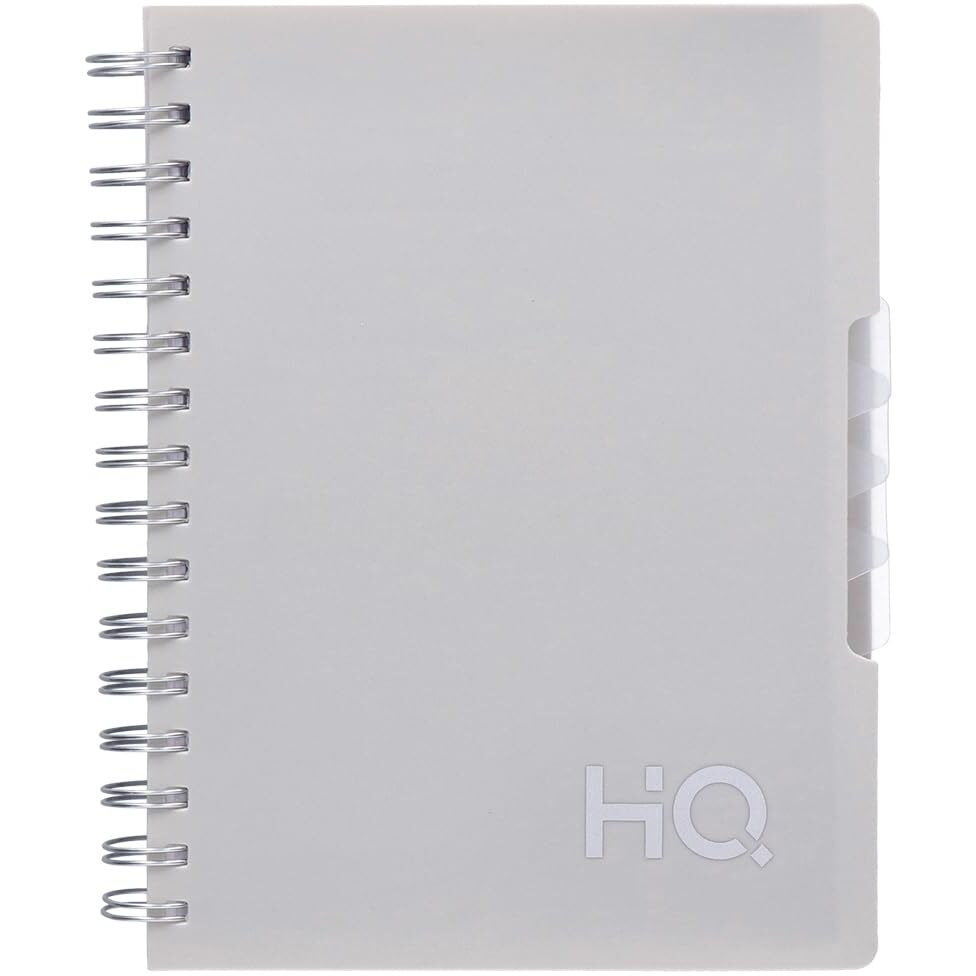 Navneet HQ | Five Subject Spiral Wiro Bound Notebook |14.8x21 cm |Single Line |300 Pages |Grey (27042)
