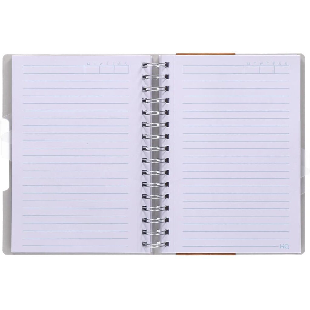 Navneet HQ | Five Subject Spiral Wiro Bound Notebook |14.8x21 cm |Single Line |300 Pages |Grey (27042)