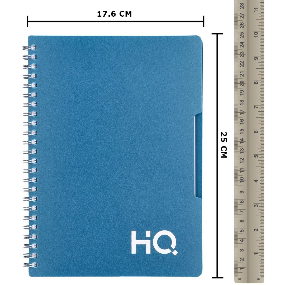 Navneet HQ | Five Subject Spiral Wiro Binding Office Notebook for Personal and Office Use | B5 Size - 25 cm x 17 cm | Blue | 300 Pages