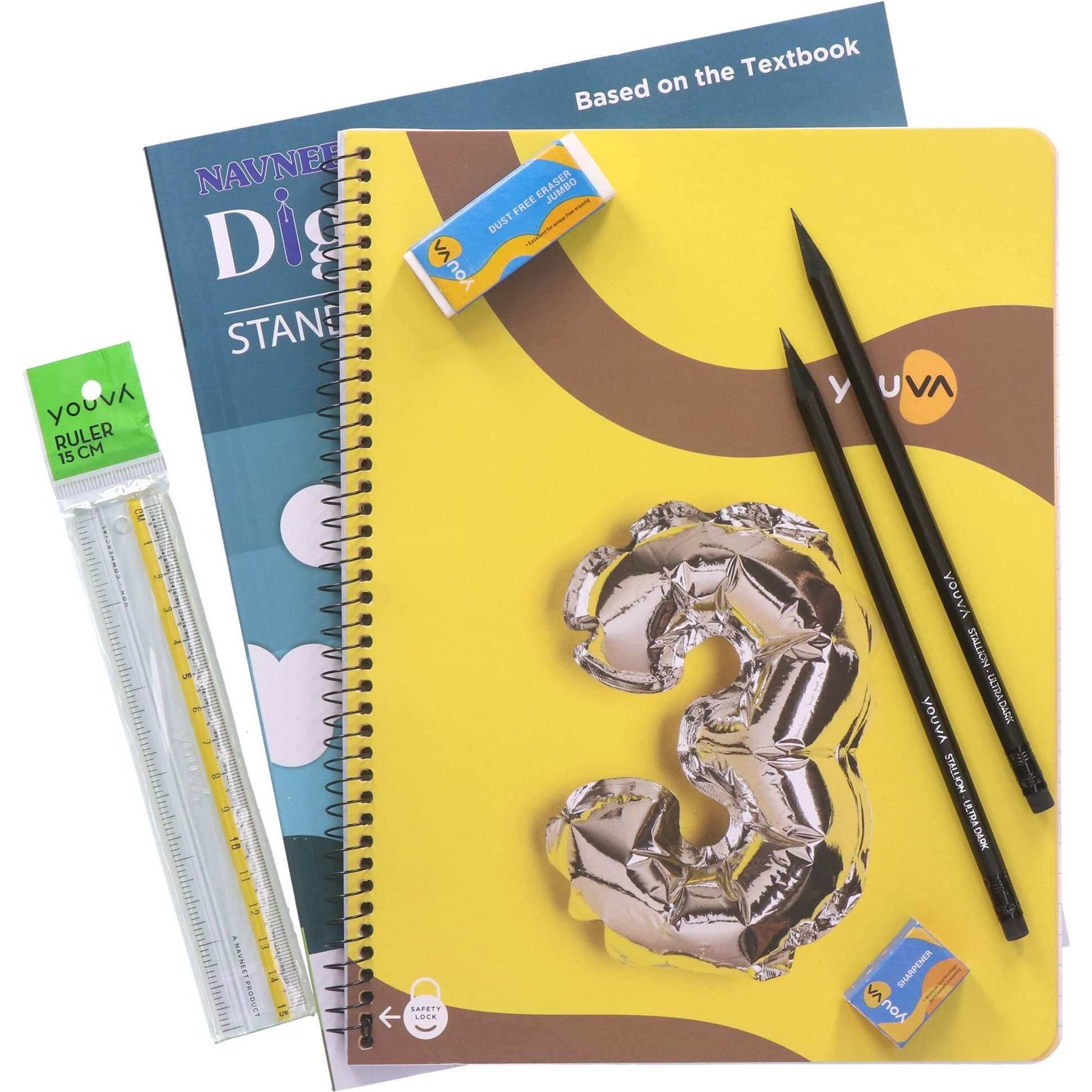 Navneet Youva Happiness Combo Economics Study Kit 1 (1 Digest + 3 Subject Book + 2 Pencils + Sharpner + Eraser + Scale)