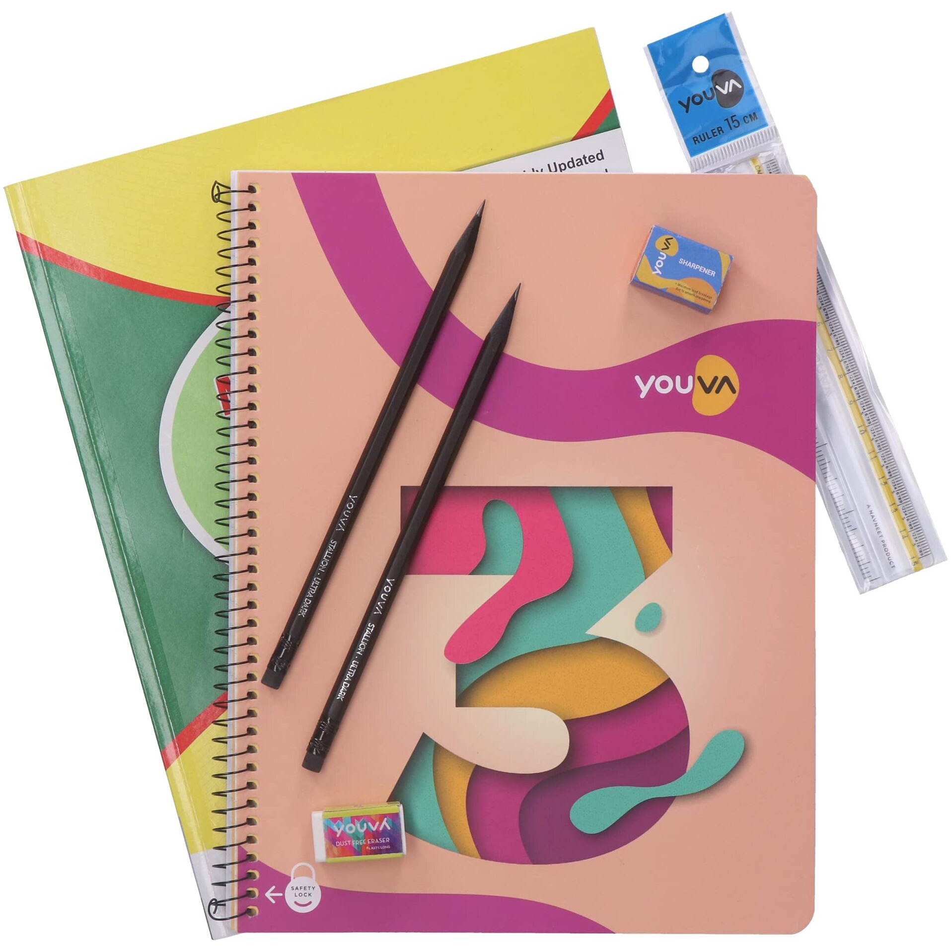 Navneet Youva Happiness Combo Mathematics Study Kit 2 Part 2 (1 Digest + 1Three Subject Book + 2 Pencils + 1 Sharpener + 1 Eraser + 1 Scale)