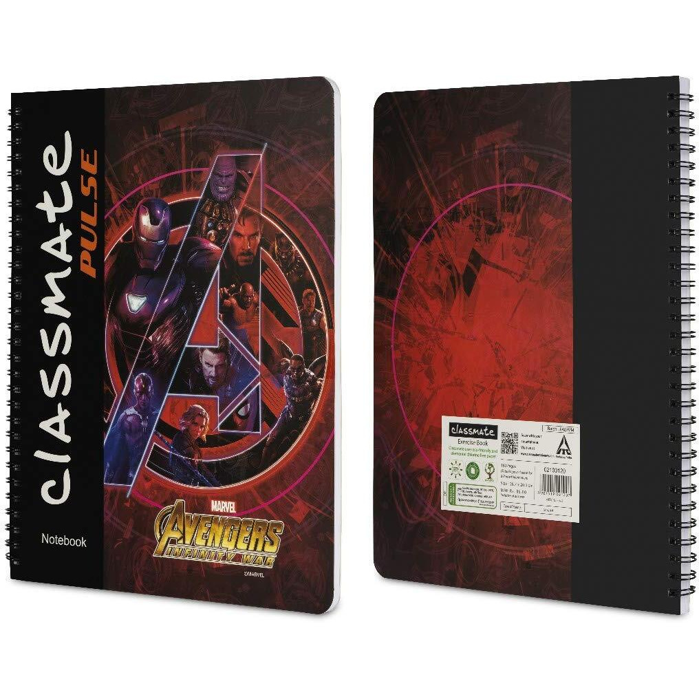 Classmate Pulse Spiral Notebook - 203 mm x 267 mm, Soft Cover, 160 Pages, Unruled