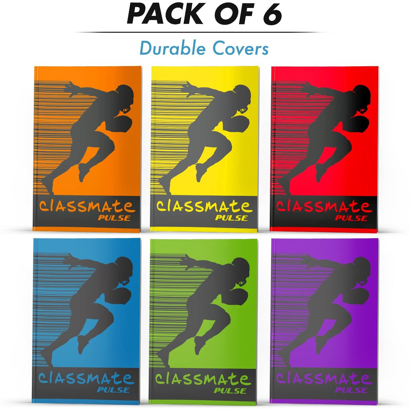 Classmate Pulse PP Cover Longbooks,A4 size, Unruled,140 Pages (Pack of 6)