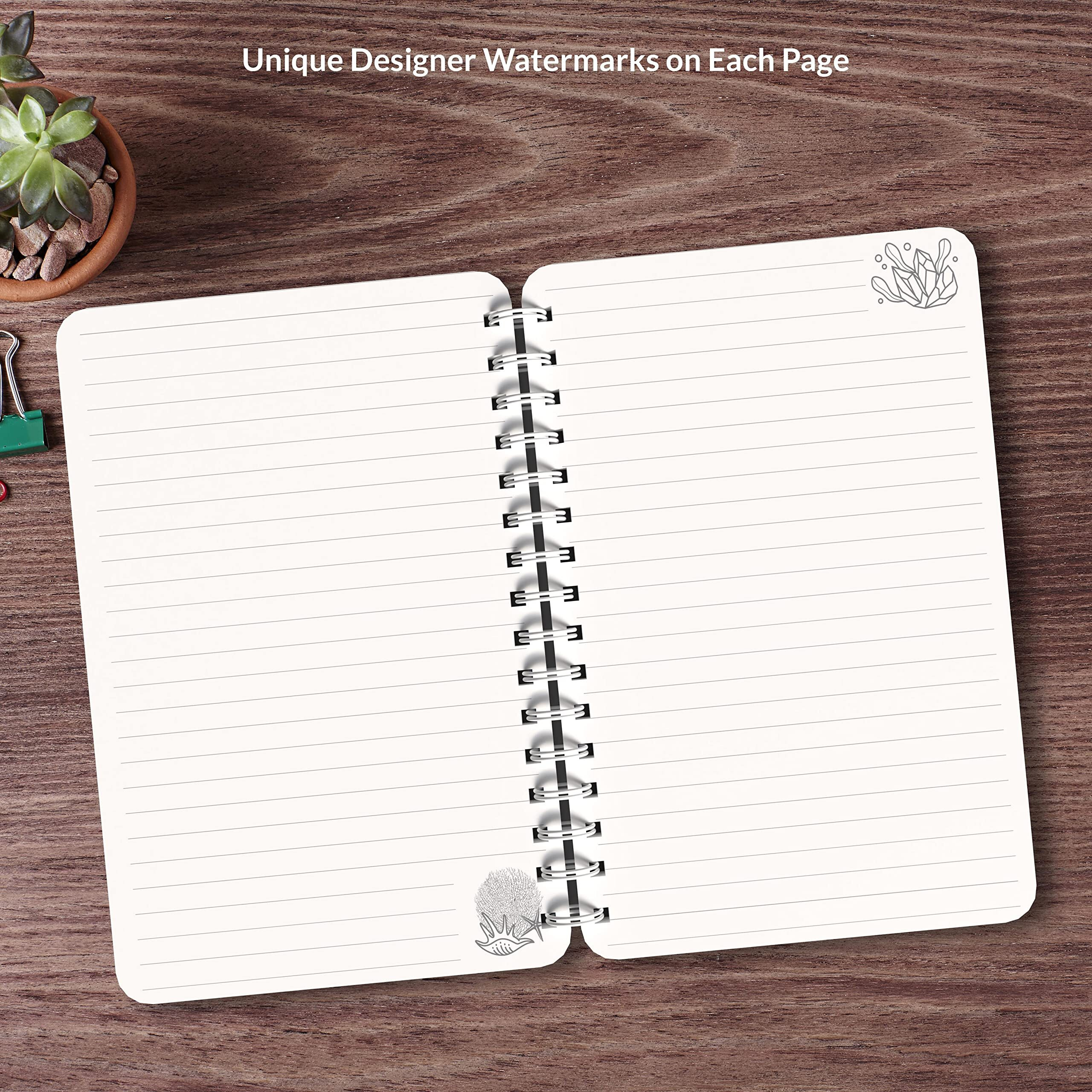 Paperkraft A5 Designer Wiro Hard Bound diaries I Paper Dangler + 3 special inserts I 70 GSM I 168 Ruled Pages| Gemstone Theme (Smile, Sparkle, Shine)