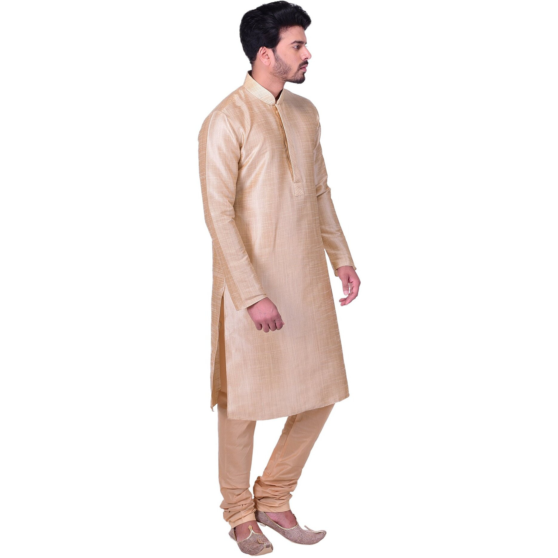 Manyavar Men's Silk Kurta Pyjama Yellow