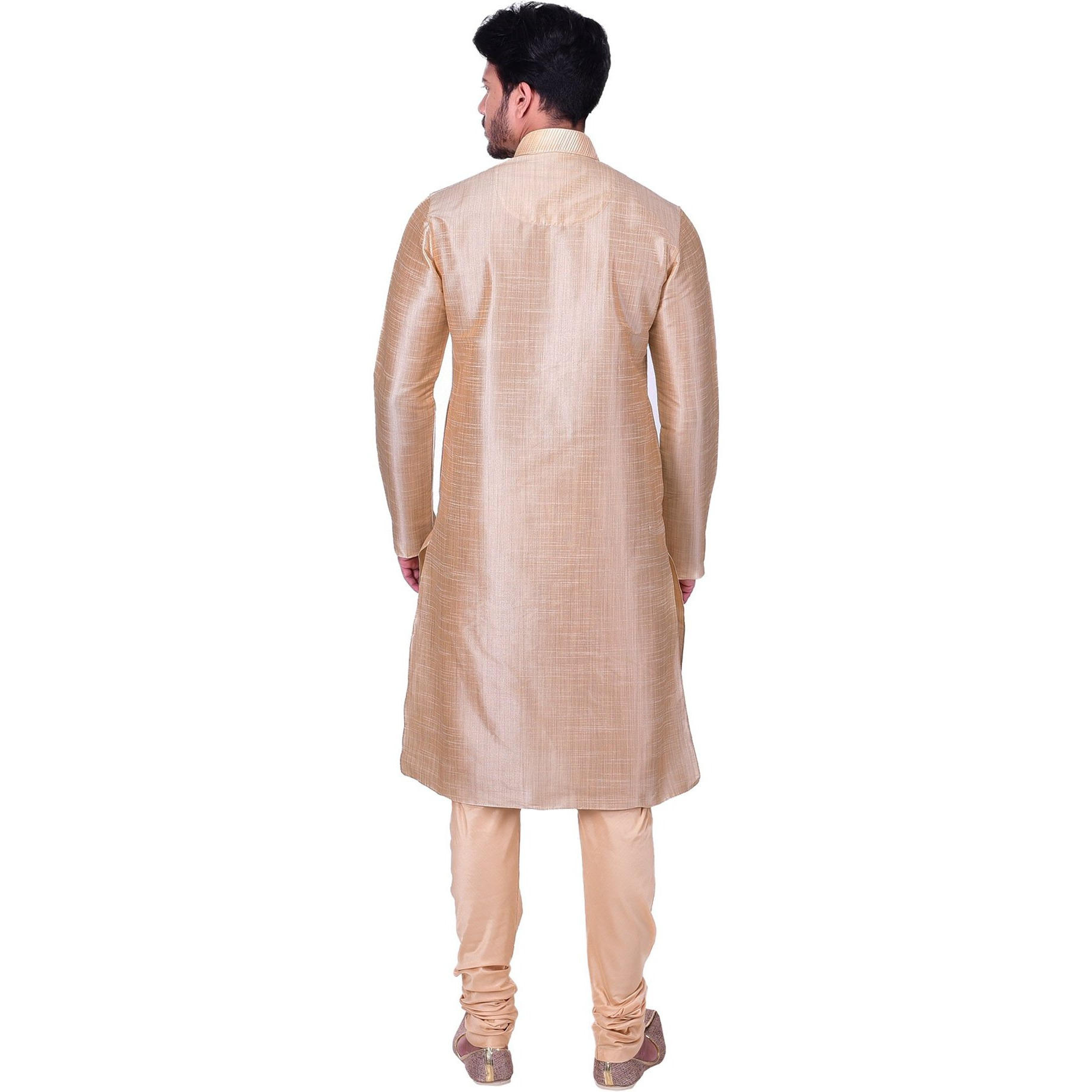 Manyavar Men's Silk Kurta Pyjama Yellow
