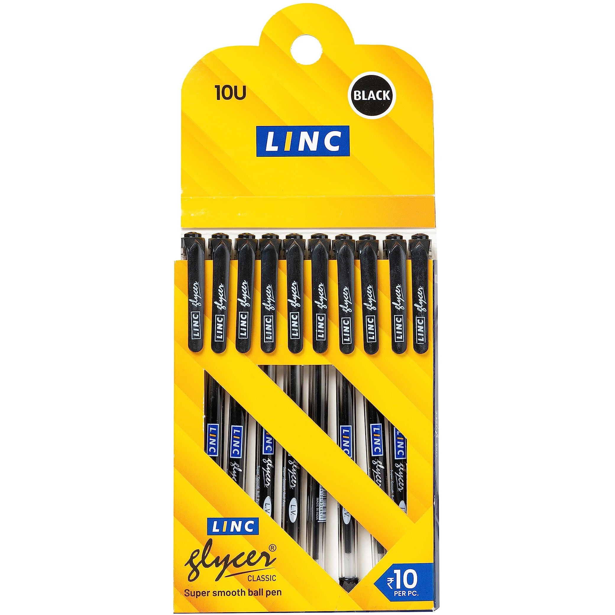 Linc 0.6 mm Glycer Smooth Ball Pen | Black Ink | Set of 10