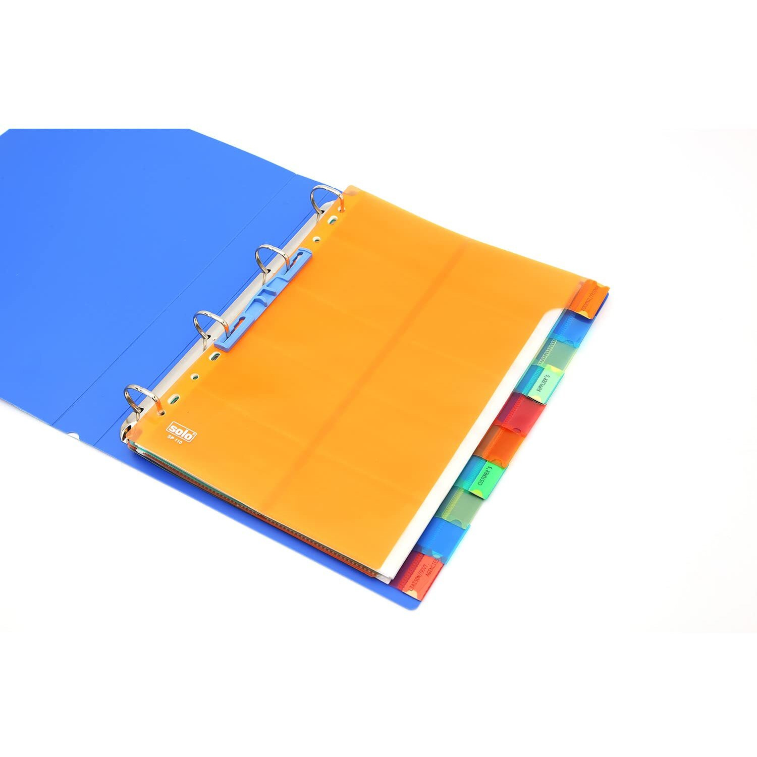 Solo A4 Business Cards Holder File, 500 Cards Pockets with Indexes Professional Document Organizer for Name, Visiting, Credit, Debit & ID Office Cards with Hard Plastic Cover File (Blue)
