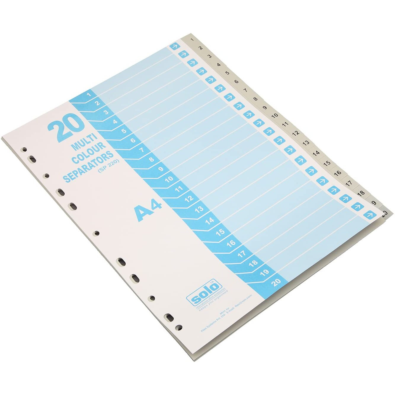 Solo SP 220 Separator/Divider (Set of 20) - Uni Colour A4 - Grey