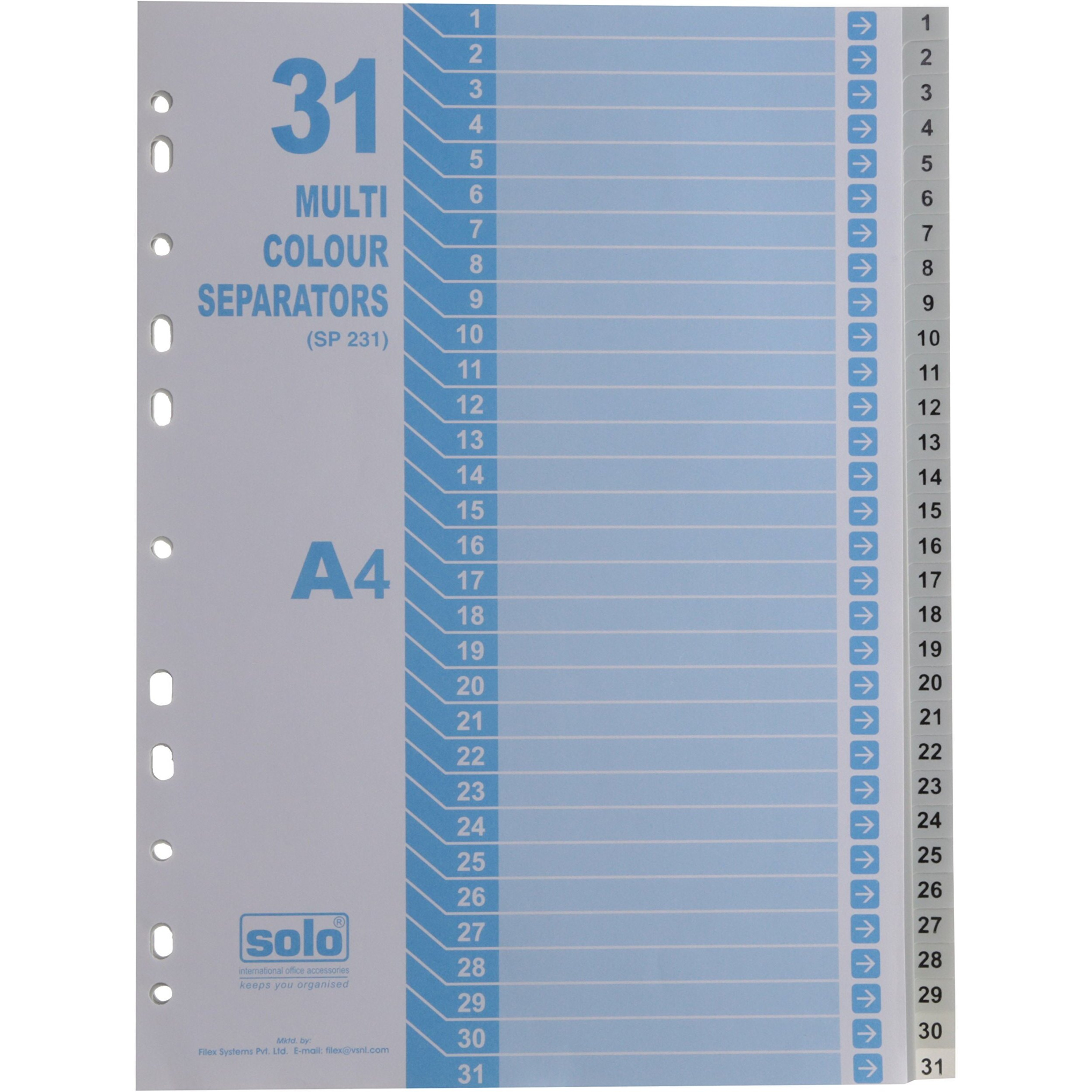 Solo SP 312 Separator/Divider (Set of 12) - Multi Colour A4 - Multi-Color