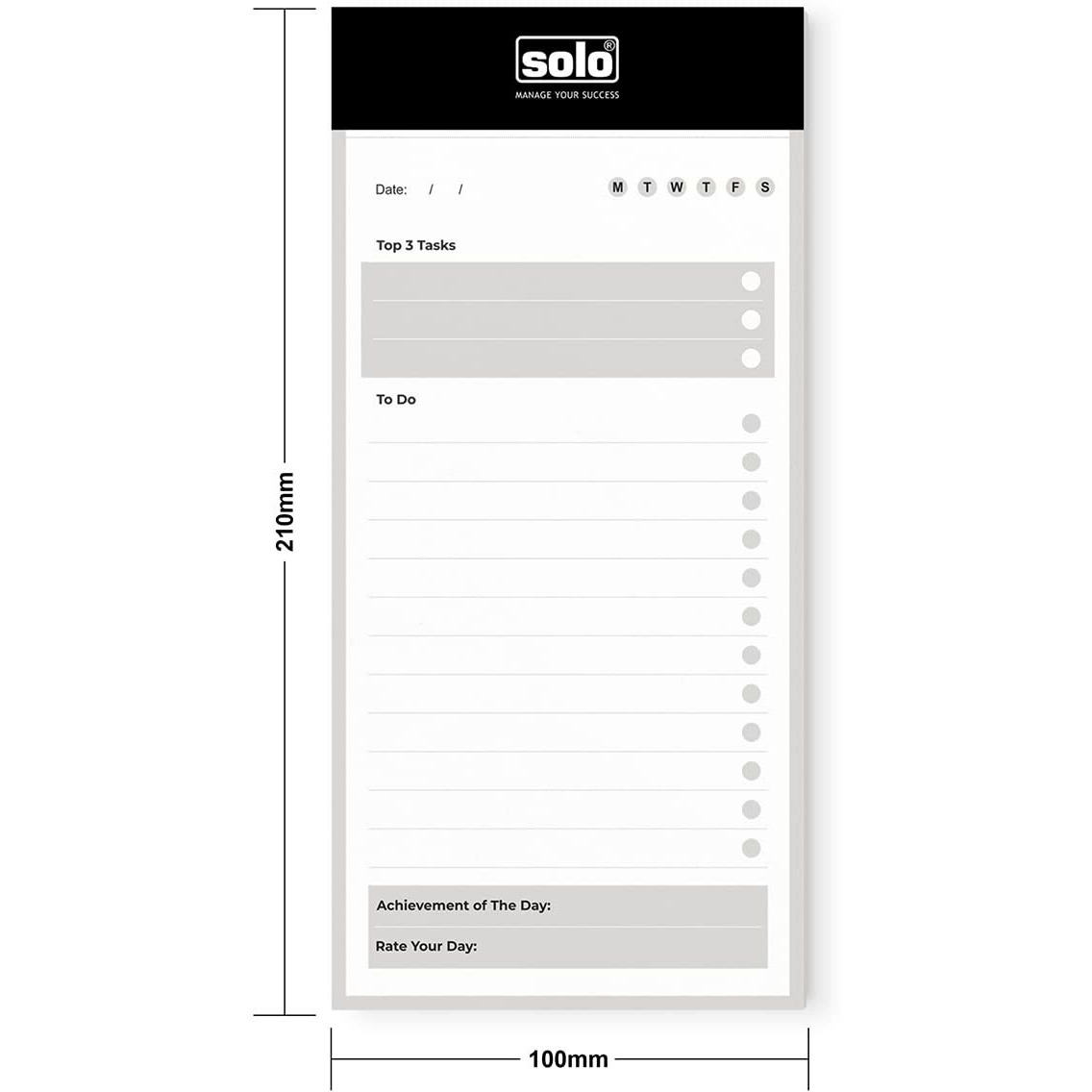 SOLO Set of 2 Daily Planner, Undated, To Do List, 90 Tear Off Sheets, 8.5&quotx4 Pad, Daily Schedule Planner, 80 GSM Paper