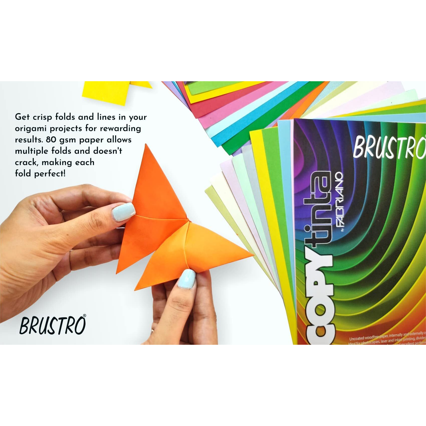 BRUSTRO Copytinta Coloured Craft Paper A4 Size 80 GSM Neon Green Shade (VERDE PISELLO), 30 Sheets Pack. Double Side Coloured for Office Printing, Art, Origami, Craft.