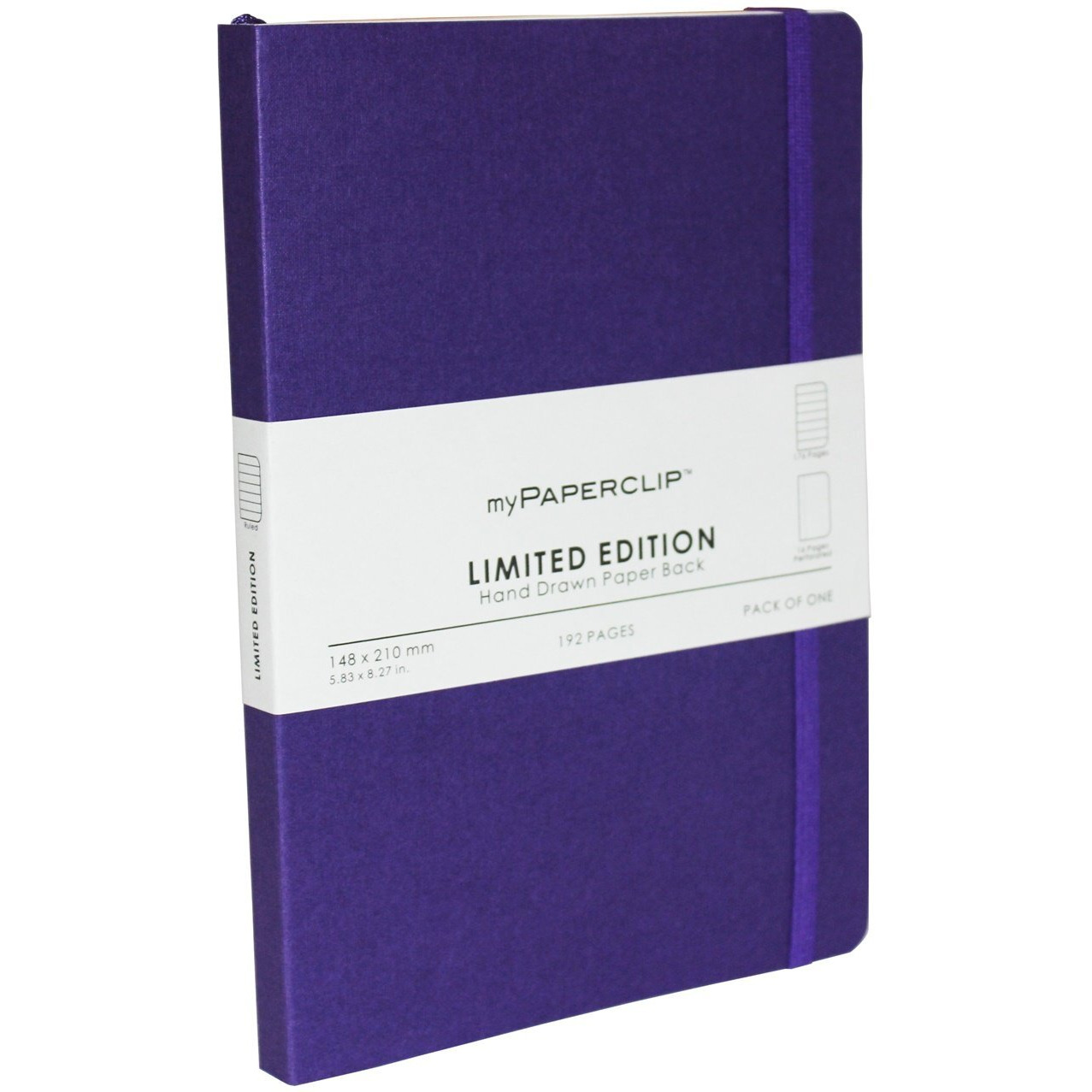 myPAPERCLIP Limited Edition Notebook | Hand Drawn Paper Back | Notebook For Gifting | Plain, 192 Pages, A5, 100 GSM, Amethyst, Pack of 1
