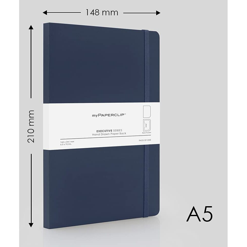 myPAPERCLIP Executive Series Notebook | Section Thread Bound with Hand Drawn Paper Back | Notebook For Gifting | Stationery Notebook | A5, Plain, 192 Pages, 80 GSM, Multicolor, Pack of 5