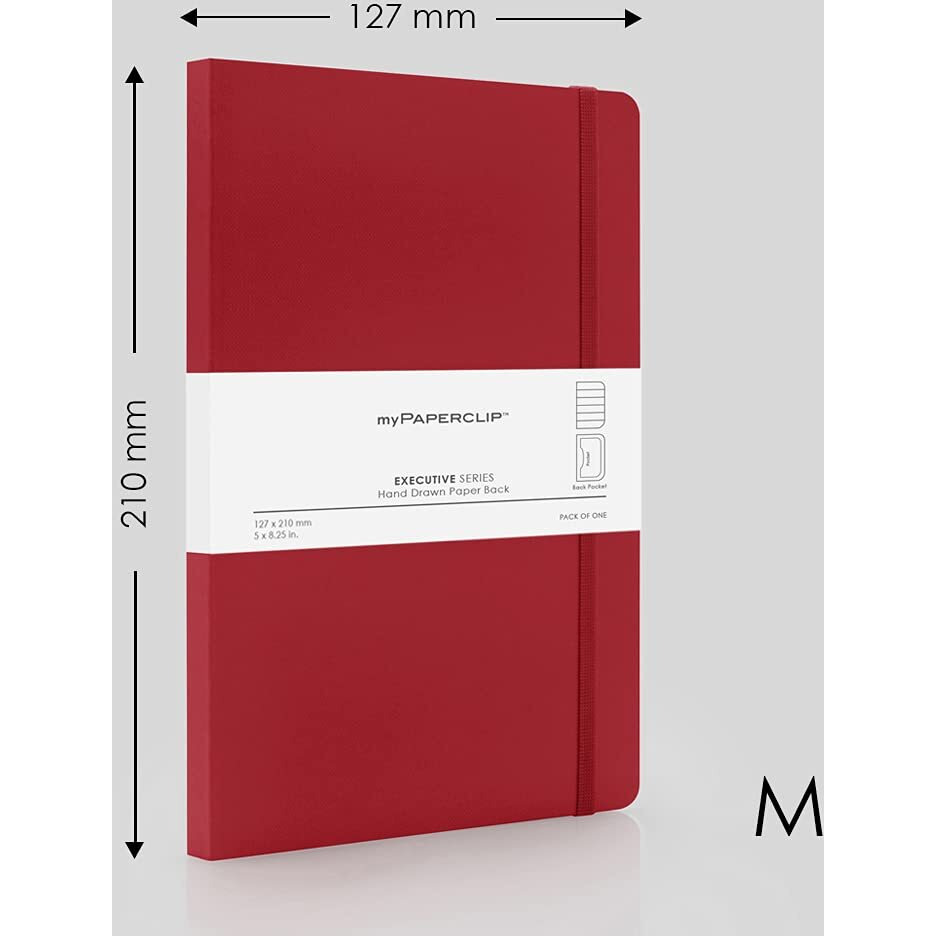myPAPERCLIP Executive Series Notebook, Medium (127 x 210mm, 5 x 8.25 in.) Ruled, ESX192M-R Red