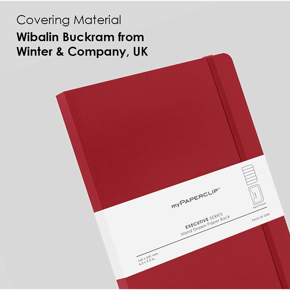 myPAPERCLIP Executive Series Notebook, A5 (148x 210mm, 5.83 x 8.27 in.) Ruled, ESX192A5-R Red