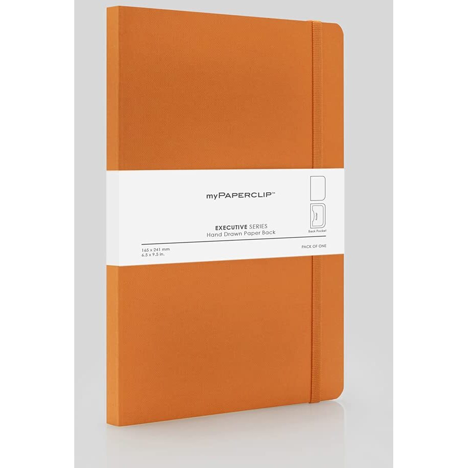 myPAPERCLIP Executive Series Notebook, Large (165 x 241 mm, 6.5 x 9.5 in.) Plain, ESX192L-P Orange