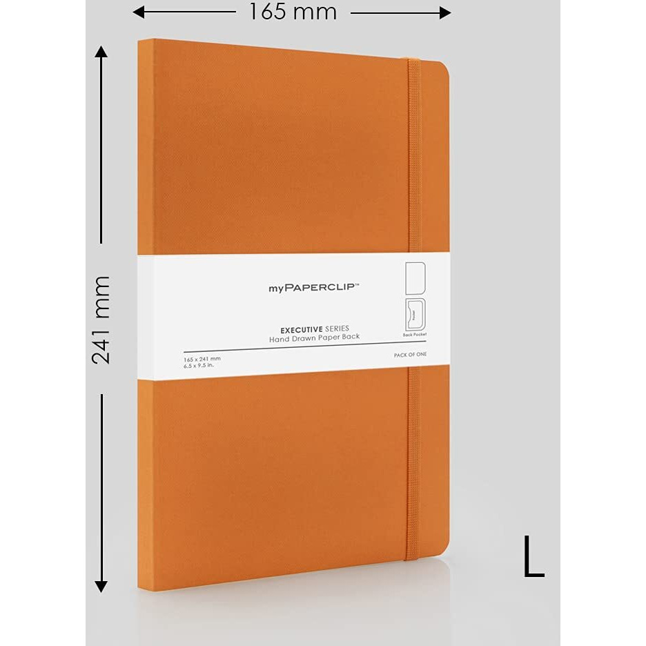 myPAPERCLIP Executive Series Notebook, Large (165 x 241 mm, 6.5 x 9.5 in.) Plain, ESX192L-P Orange