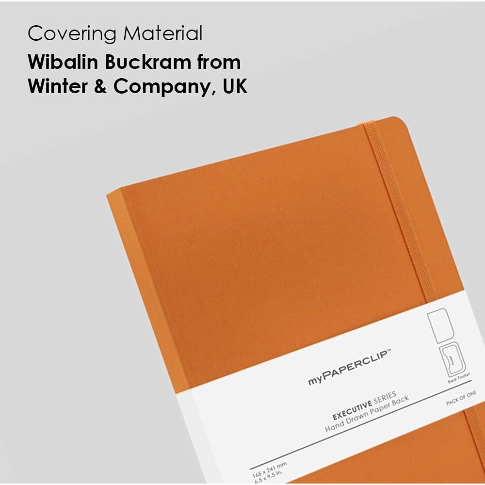 myPAPERCLIP Executive Series Notebook, Large (165 x 241 mm, 6.5 x 9.5 in.) Plain, ESX192L-P Orange